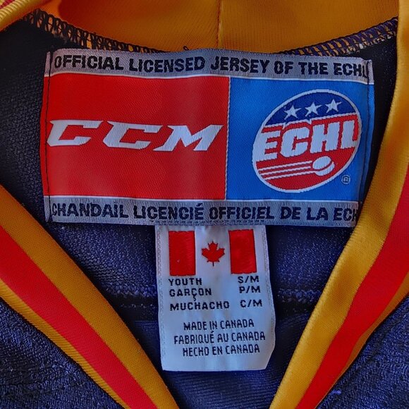 CCM ECHL Colorado Eagles Youth S/M Jersey Hockey 15 Years 2003 - 2018 Blue Mesh - Picture 9 of 12